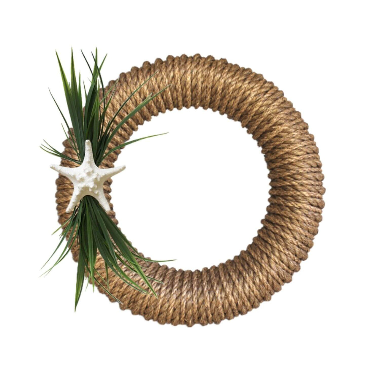 The Hampton Rope Wreath, 19" - 20" Wreaths & Garlands New England Trading Co Manila/Manila Bumpy Starfish/Sea Grass 