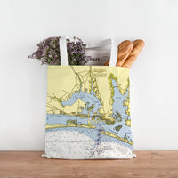 Thumbnail for Nautical Chart Tote Bag, Locations in North Carolina