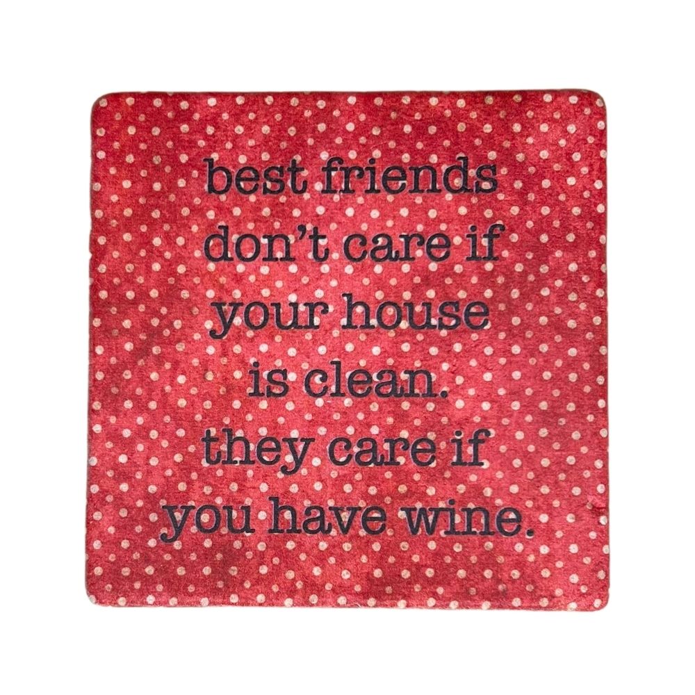 Tumbled Marble Coaster, Best Friends & Unbothered, Sarcastic Wine Coasters Coasters New England Trading Co   