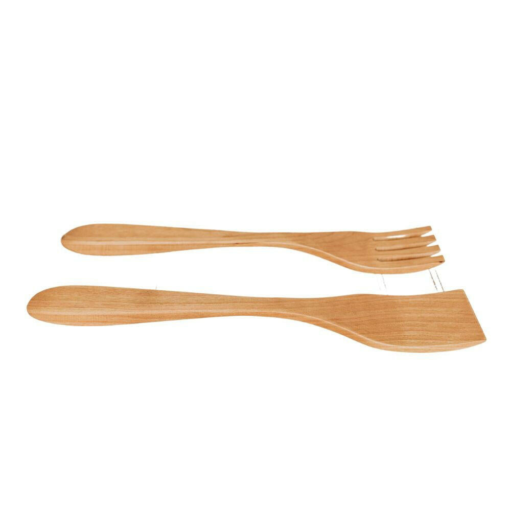 Wooden Salad Servers, 12", Fork and Paddle Utensils Forks American Farmhouse Bowls Cherry  