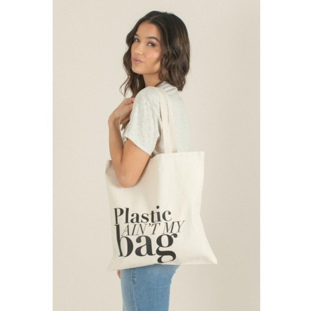 Reusable Cotton Canvas Shopping Bag, 3 Coastal Designs Shopping Totes New England Trading Co Plastic Ain't My Bag  