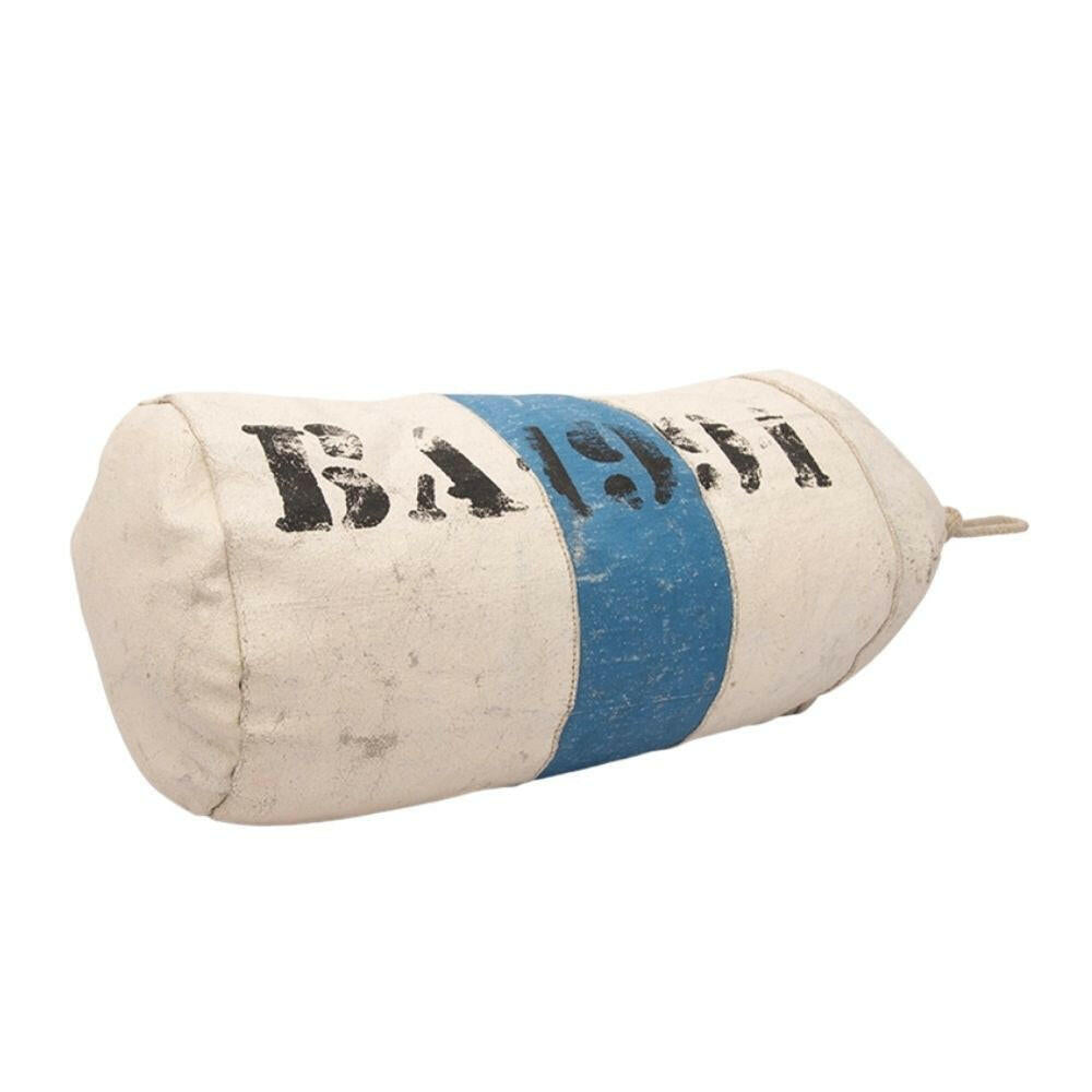 Buoy Shaped Bolster Pillow, 3 Styles Pillows New England Trading Co Off White, Blue Middle Stripe with Numbers  