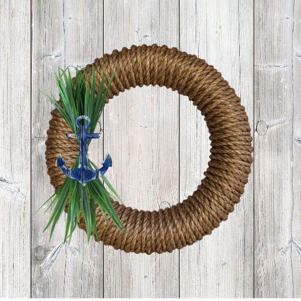 Hampton Wreath Accessories Wreaths & Garlands New England Trading Co Navy Anchor/Sea Grass  
