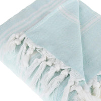 Thumbnail for Peshtemal Pure Turkish 100% Cotton Beach Towels Beach Towels New England Trading Co White/Aqua  