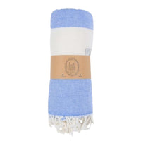 Thumbnail for Peshtemal Pure Turkish 100% Cotton Beach Towels Beach Towels New England Trading Co Blue/White  