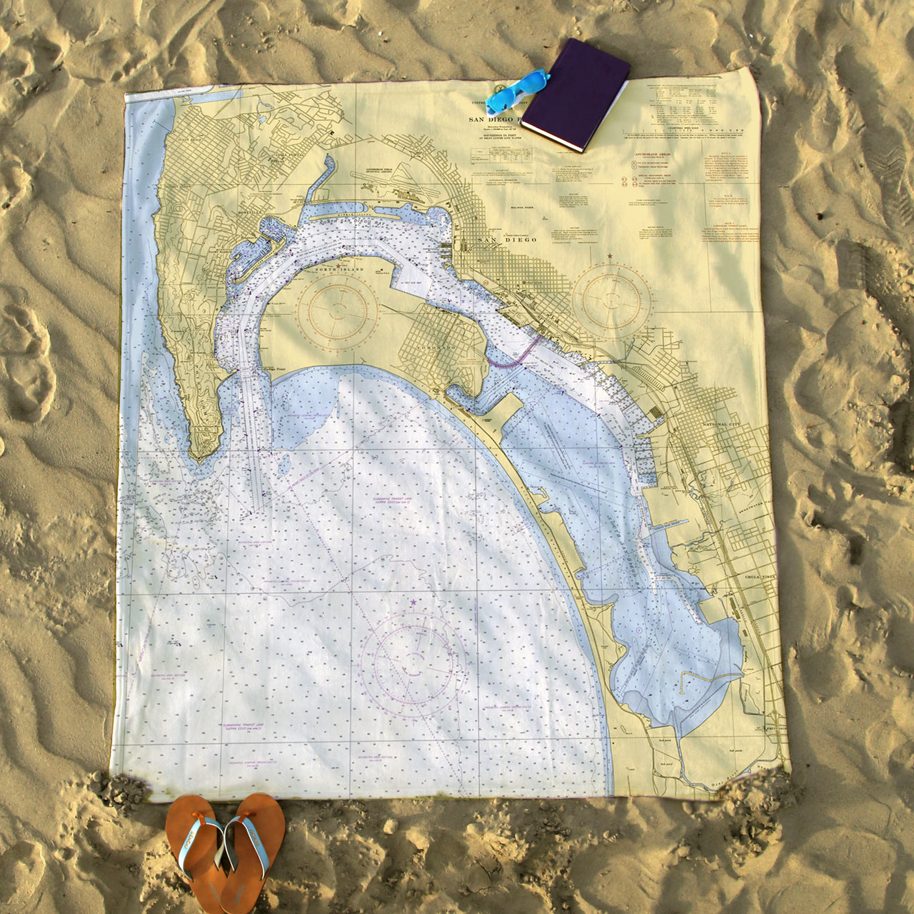 Nautical Chart Blanket, Locations in California