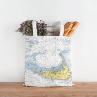 Thumbnail for Nautical Chart Tote Bag, Locations in Massachusetts