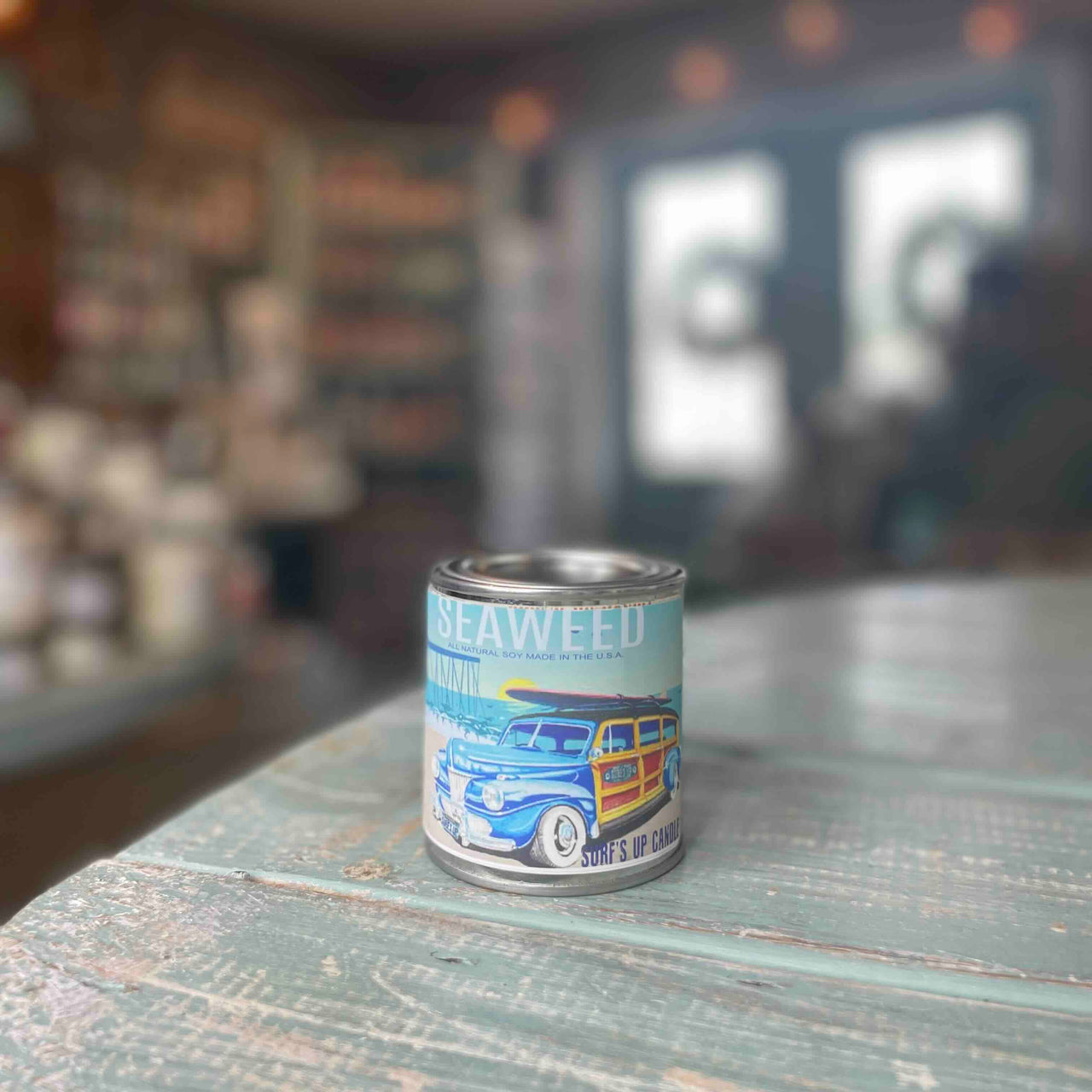 Seaweed Paint Can Candle - Vintage Collection Paint Can Candle Surf's Up Candle 1/2 Pint (8oz)  
