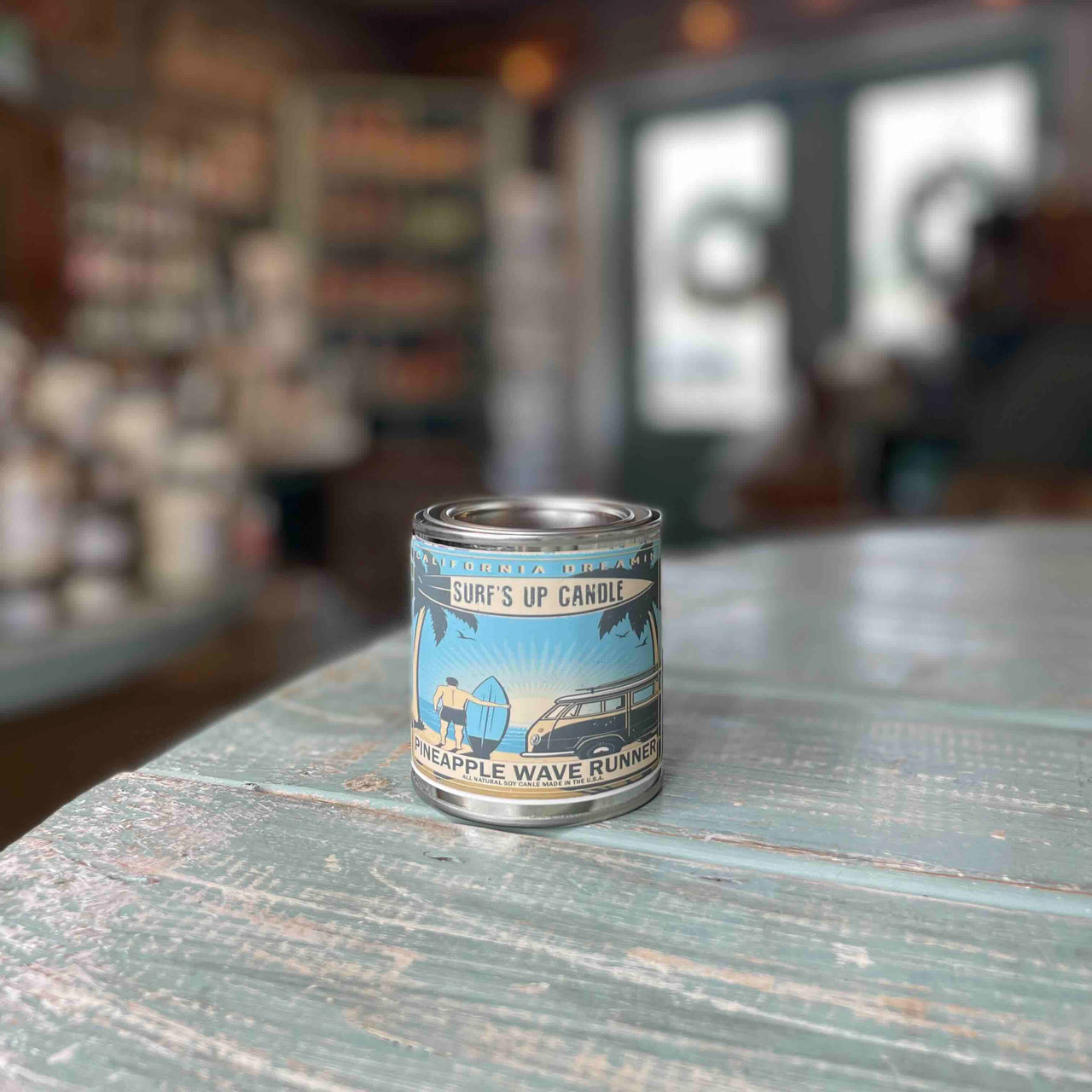 Pineapple Wave Runner Paint Can Candle - Vintage Collection Paint Can Candle Surf's Up Candle 1/2 Pint (8oz)  