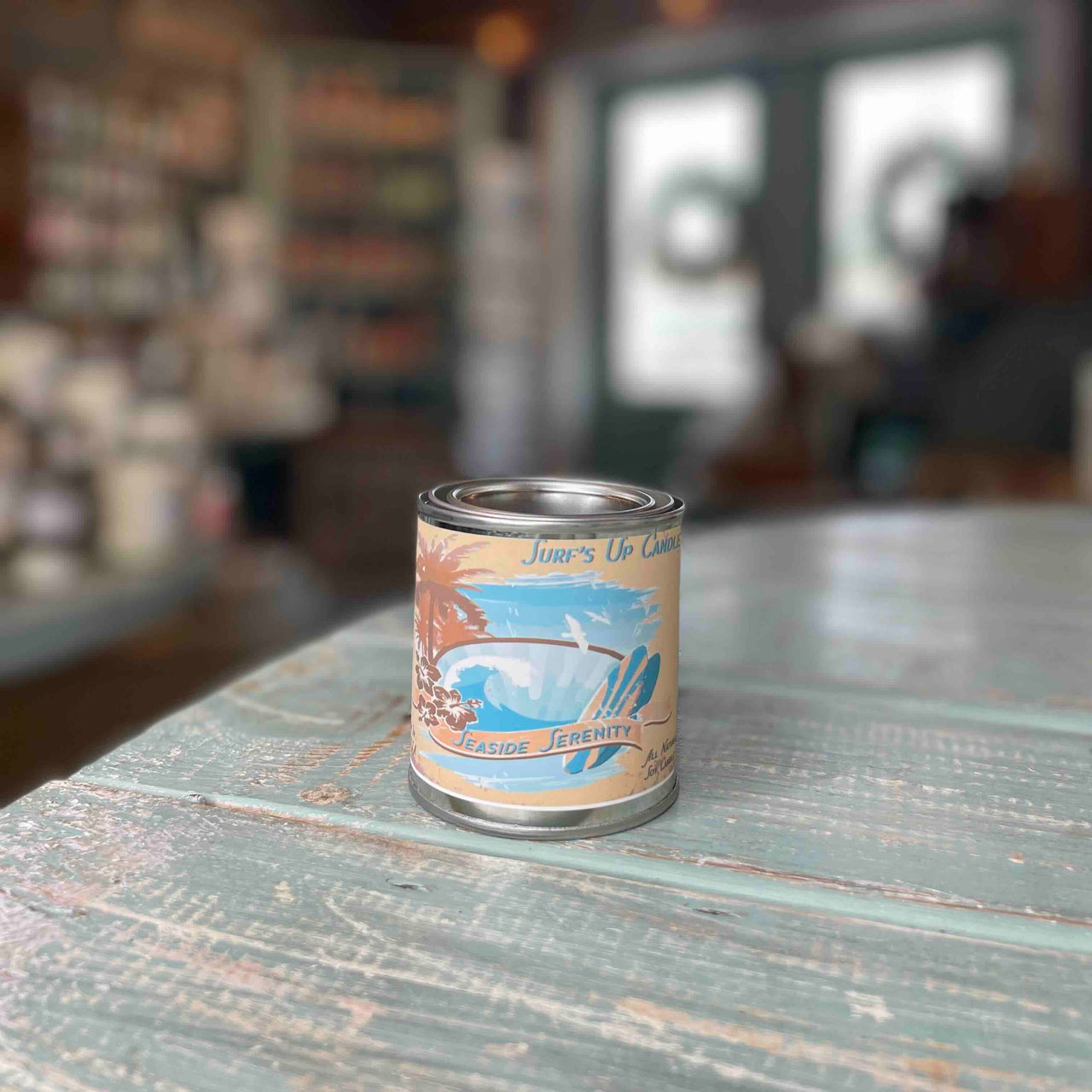 Seaside Serenity Paint Can Candle - Vintage Collection Paint Can Candle Surf's Up Candle 1/2 Pint (8oz)  