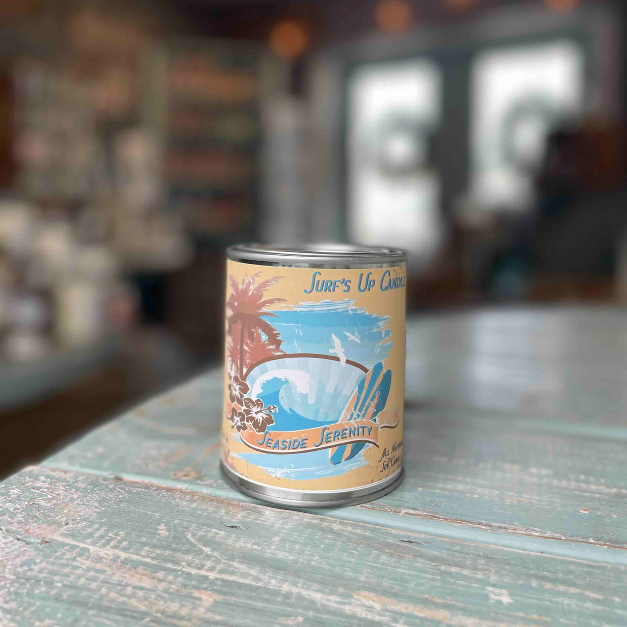 Seaside Serenity Paint Can Candle - Vintage Collection Paint Can Candle Surf's Up Candle Pint (16oz)  