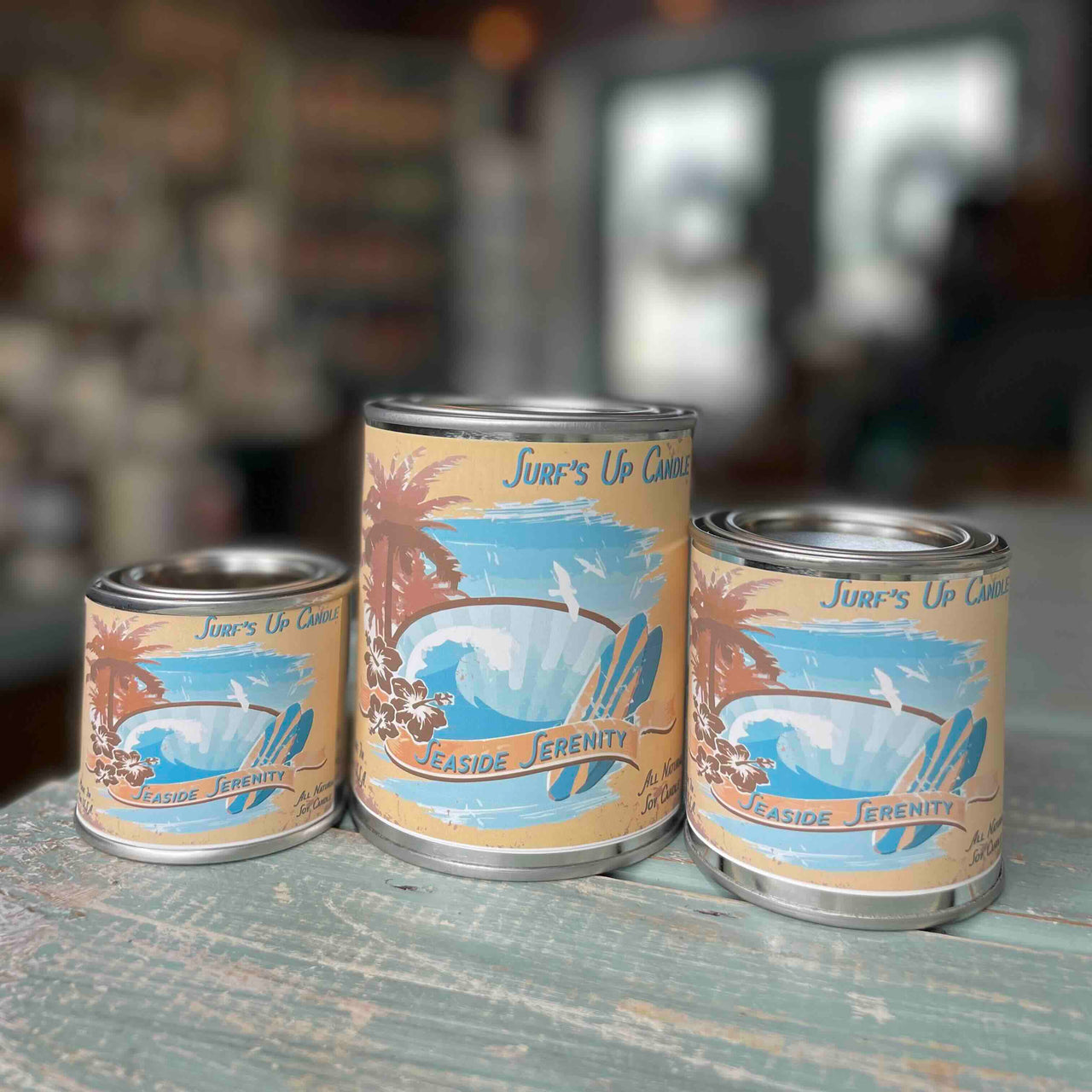 Seaside Serenity Paint Can Candle - Vintage Collection Paint Can Candle Surf's Up Candle   