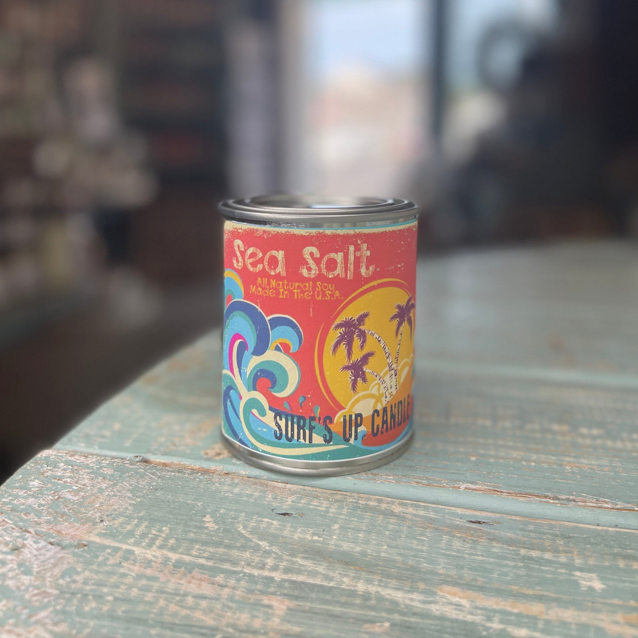 Sea Salt Paint Can Candle - Vintage Collection Paint Can Candle Surf's Up Candle Pint (16oz)  