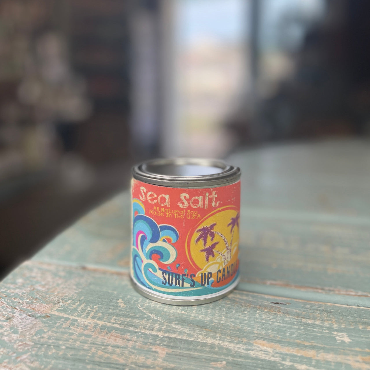 Sea Salt Paint Can Candle - Vintage Collection Paint Can Candle Surf's Up Candle 1/2 Pint (8oz)  