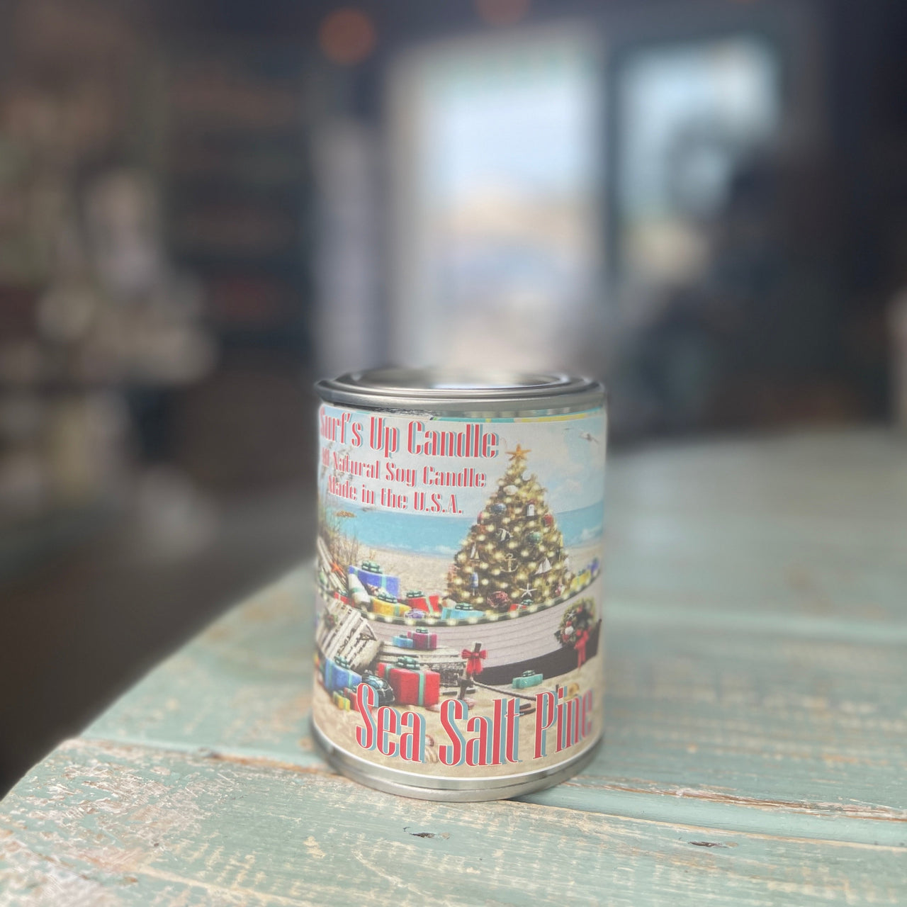 Sea Salt Pine Paint Can Candle - Vintage Collection Paint Can Candle Surf's Up Candle Pint (16oz)  