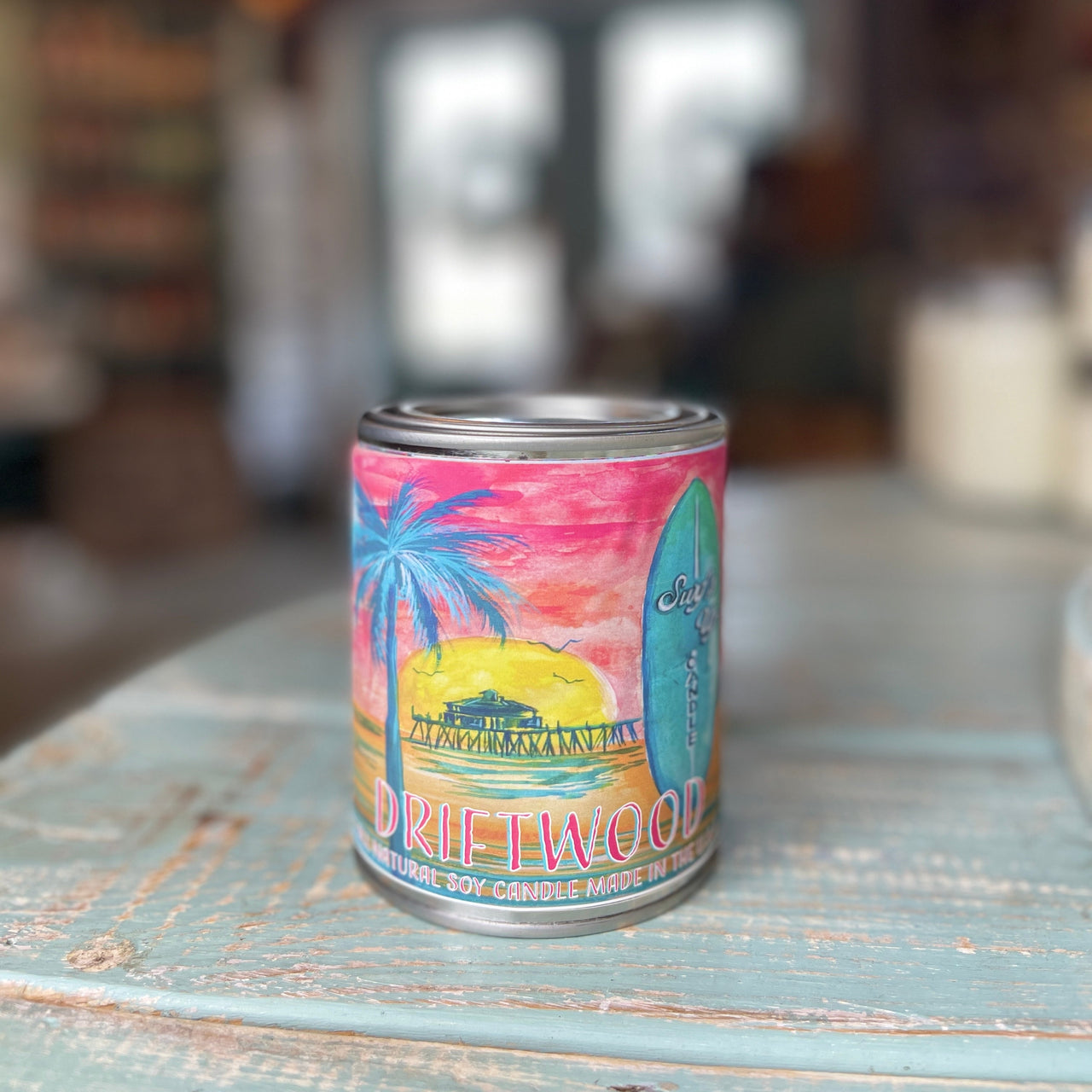 Driftwood Paint Can Candle - Vintage Collection Paint Can Candle Surf's Up Candle Pint (16oz)  