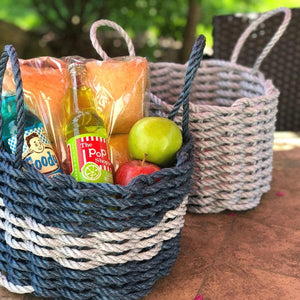 Lobster Rope Basket for Picnic Food and Essentials, Handwoven Coastal Basket for Outdoor Dining and Beach Use