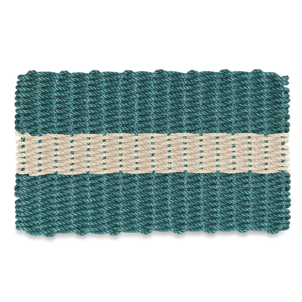 Lobster Rope Doormats, Outdoor Door Mats, Wicked Good Door Mats Made in Maine, Dark Green with Light Tan Stripe
