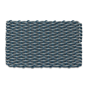 Lobster Rope Doormats, Outdoor Door Mats, Wicked Good Door Mats Made in Maine, Navy & Silver Double Weave