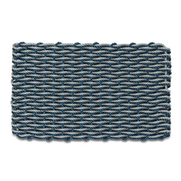 Lobster Rope Doormats, Outdoor Door Mats, Wicked Good Door Mats Made in Maine, Navy & Silver Double Weave