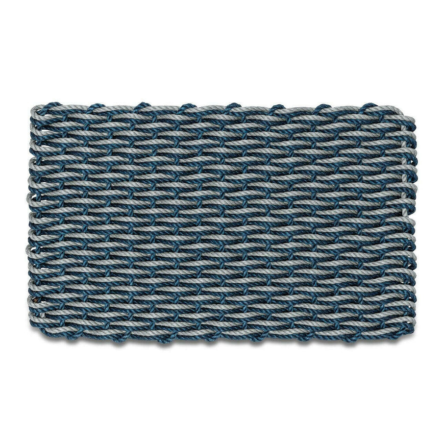 Lobster Rope Doormats, Outdoor Door Mats, Wicked Good Door Mats Made in Maine, Navy & Silver Double Weave