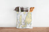 Thumbnail for Nautical Chart Tote Bag, Locations in Rhode Island