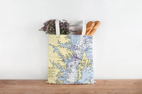 Thumbnail for Nautical Chart Tote Bag, Locations in Virginia