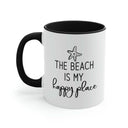 The Beach Is My Happy Place Ceramic Coffee Mug in Black, Coastal Mug, Beach House Gift, Nautical Gift Idea
