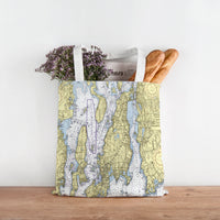 Thumbnail for Nautical Chart Tote Bag, Locations in Rhode Island