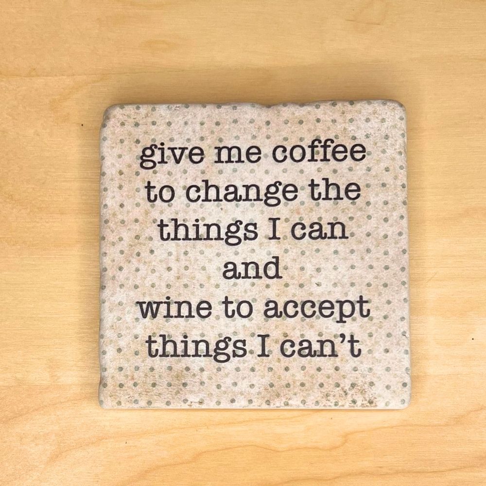 Tumbled Marble Coaster, Coffee and Wine Only, Sarcastic Wine Coasters Coasters New England Trading Co   