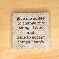 Thumbnail for Tumbled Marble Coaster, Coffee and Wine Only, Sarcastic Wine Coasters Coasters New England Trading Co   