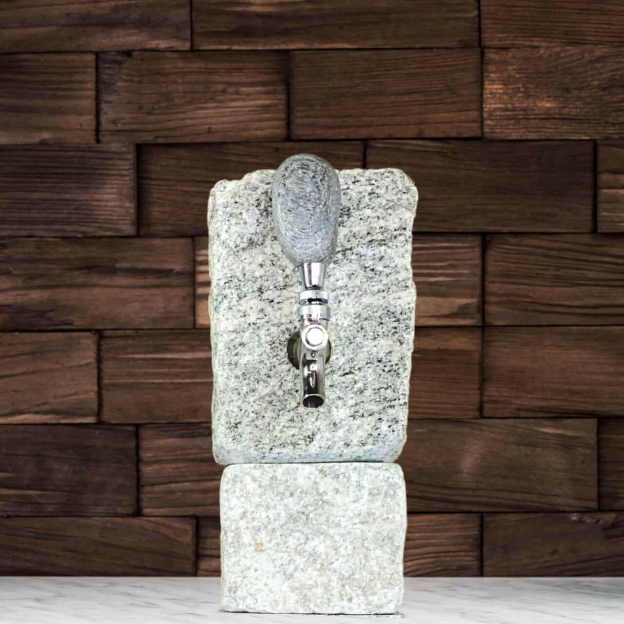 Stone Drink Dispenser, Granite & Stainless Steel, for Wine & Spirits Barware Funky Rock Designs 4" Solid Granite Riser  