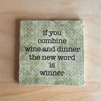 Thumbnail for Tumbled Marble Coaster, Winner's My Favorite New Word, Sarcastic Wine Coasters Coasters New England Trading Co   