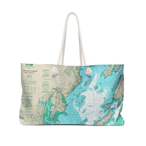 The Portland Tote, Nautical Chart Tote of Portland Harbor Handbags Printify 24" × 13"  