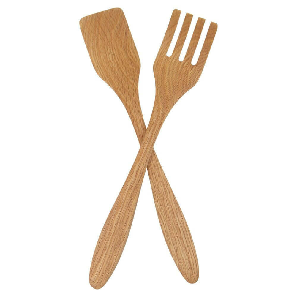 Wooden Salad Servers, Fork and Paddle, 14" Forks American Farmhouse Bowls Sugar Maple  