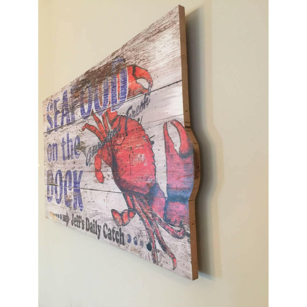 Custom Vintage Wood Plank Nautical Sign, Seafood on the Dock Posters, Prints, & Visual Artwork New England Trading Co   