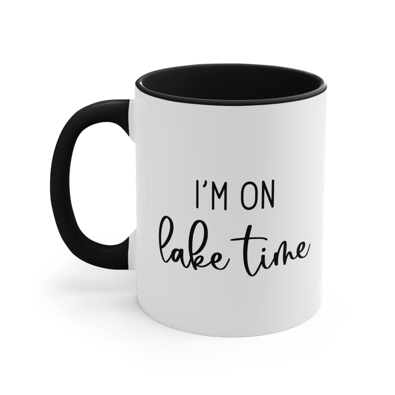 I'm On Lake Time Ceramic Beach Coffee Mug, 5 Colors Mugs New England Trading Co Black  