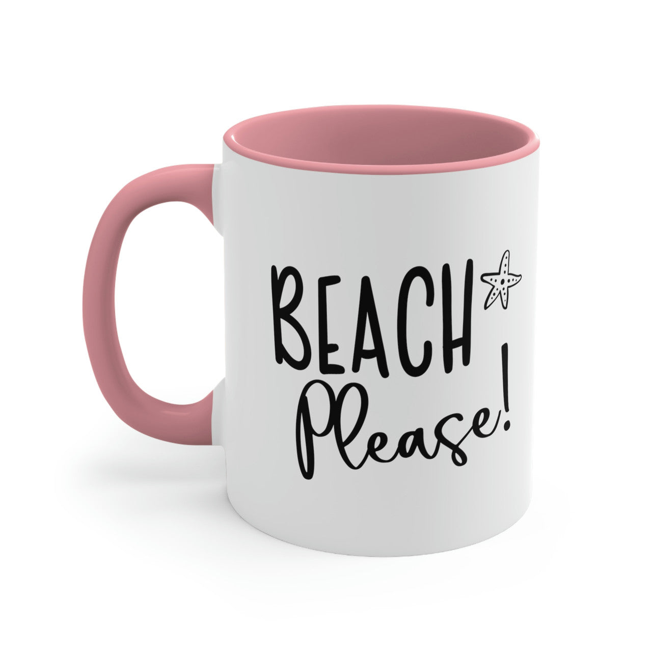 BEACH Please! Ceramic Beach Coffee Mug, 5 Colors Mugs New England Trading Co Pink  
