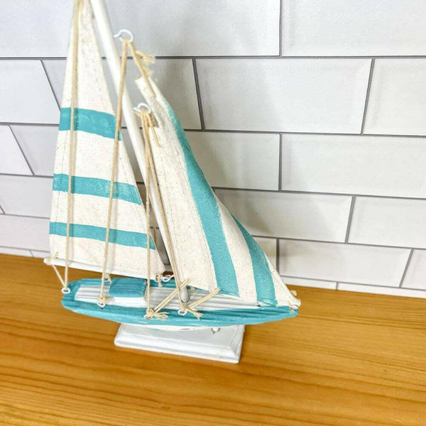 12" Wooden Sailboat Schooner, 3 Colors Decor New England Trading Co   