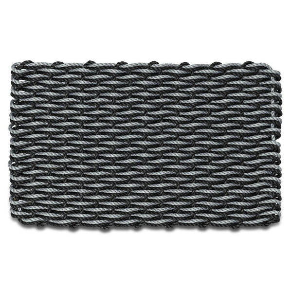 Lobster Rope Doormats, Outdoor Door Mats, Wicked Good Door Mats Made in Maine, Silver & Black Double Weave
