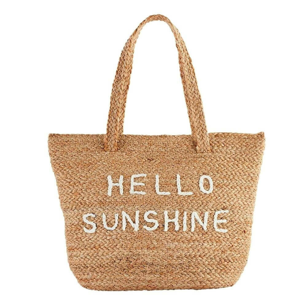 Hello Sunshine Jute Cooler Tote, Insulated Insulated Bags New England Trading Co   