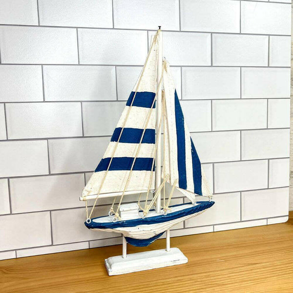 12" Wooden Sailboat Schooner, 3 Colors Decor New England Trading Co   