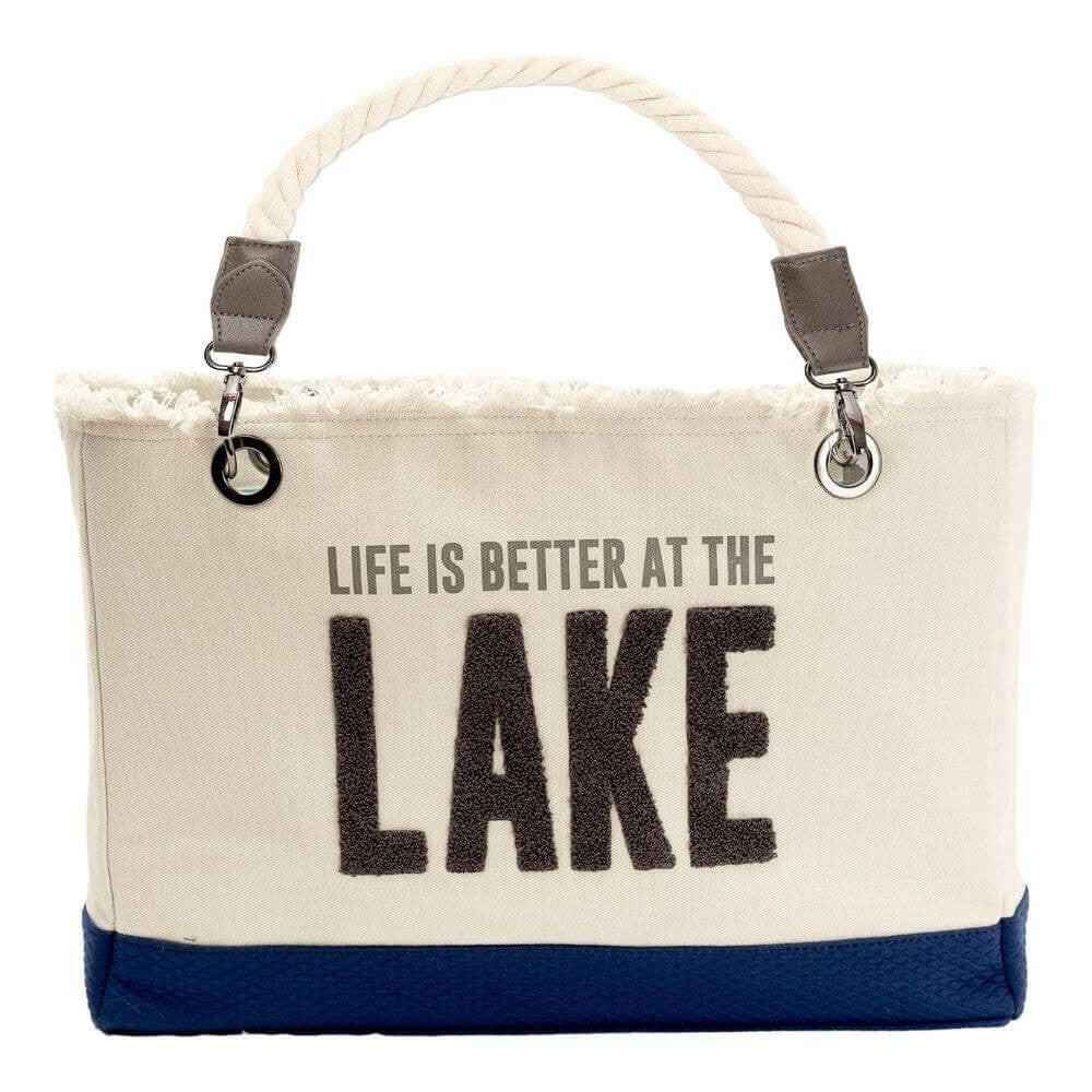 Life is Better at the Lake Canvas Tote Bag Shopping Totes New England Trading Co   