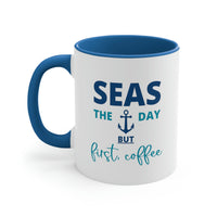Thumbnail for Seas The Day Ceramic Beach Coffee Mug, 5 Colors Mugs New England Trading Co  Light Blue