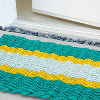 Thumbnail for Wicked Good Nautical Rope Doormat, Teal, Yellow, Seafoam Door Mats Wicked Good Doormat   