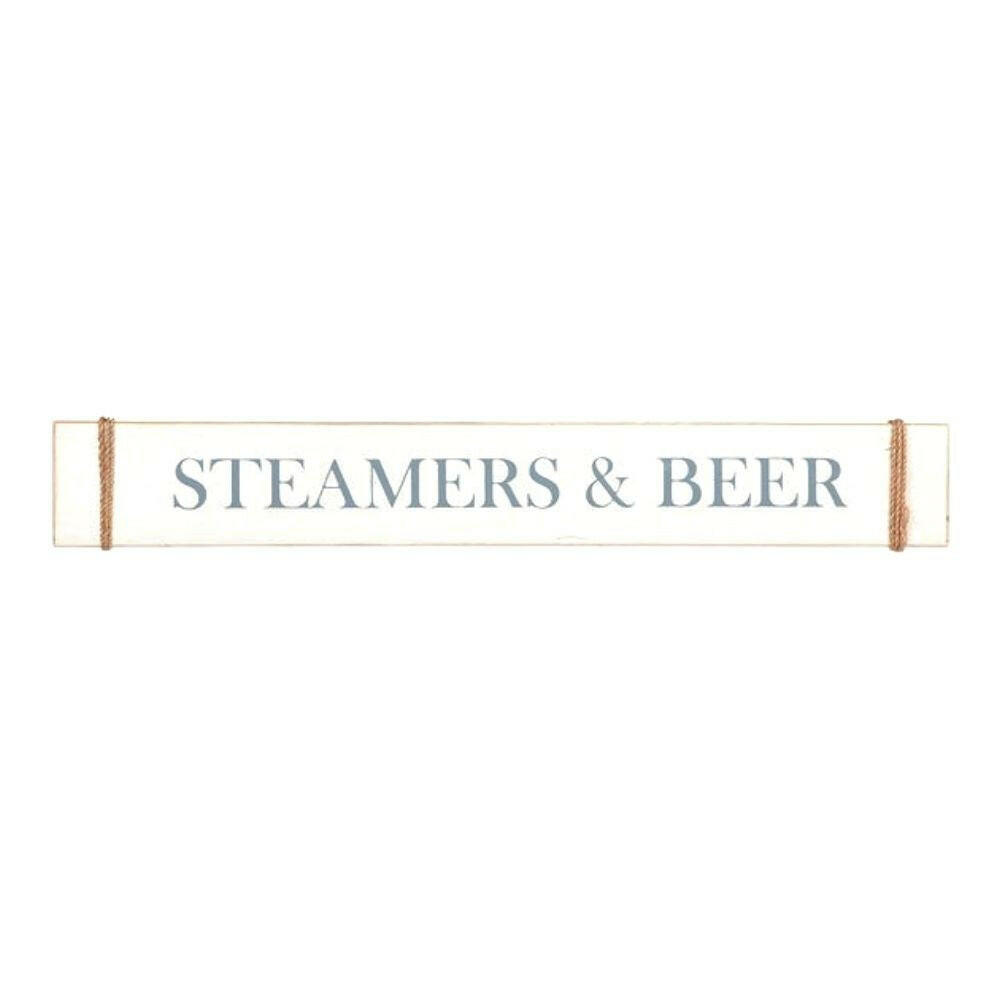 Steamers & Beer Nautical Wood Sign Decor New England Trading Co   