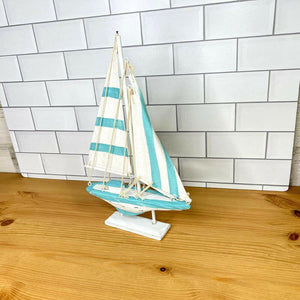 12" Wooden Sailboat Schooner, 3 Colors Decor New England Trading Co   