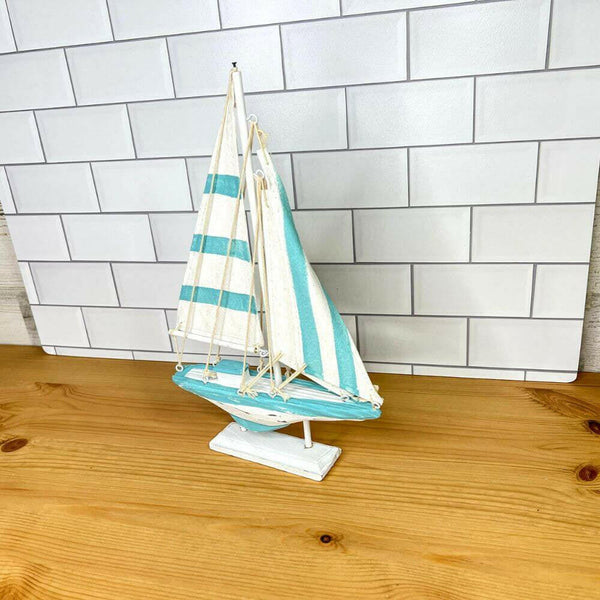 12" Wooden Sailboat Schooner, 3 Colors Decor New England Trading Co   