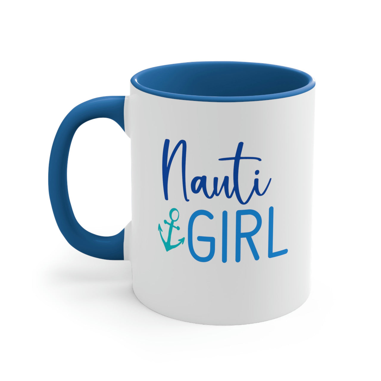 Nauti Girl Ceramic Beach Coffee Mug, 5 Colors  New England Trading Co Light Blue  