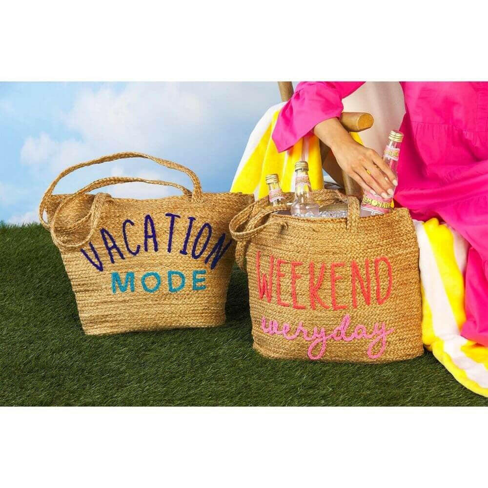 Weekend Everyday Jute Cooler Tote, Insulated Insulated Bags New England Trading Co   